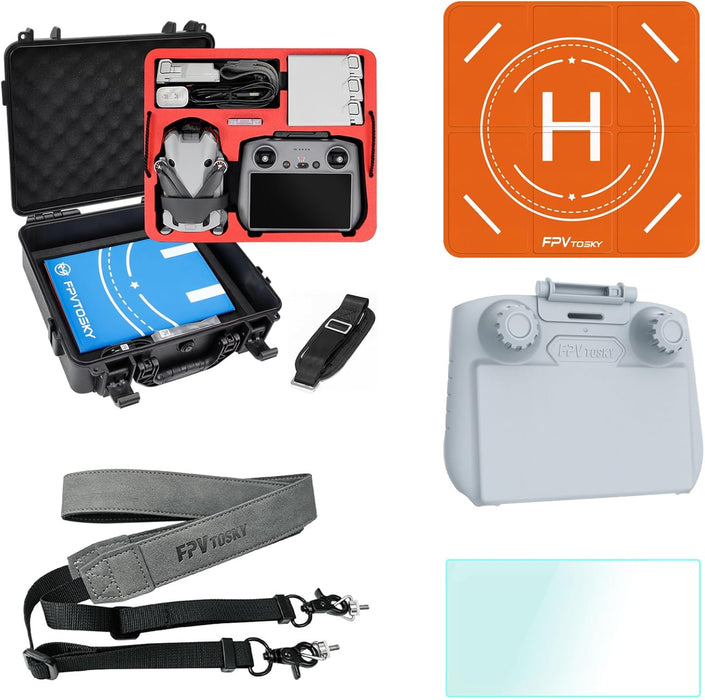 5-IN-1 Mini 4 Pro Accessories Bundle Kit, Dual Layer Mini 4 Pro Case, Sunshade Cover, RC 2 Lanyard, Propellers Holder, Lens Cap, 2*Screen Protector for DJI Min 4 Pro Accessories