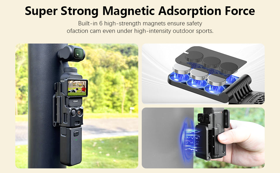 Magnetic Mount Stand and Gimbal Lens Protective Cover Combo for DJI Osmo Pocket 3, Upgraded Pocket3 Accessories Super Strong Magnet Suction Case Holder