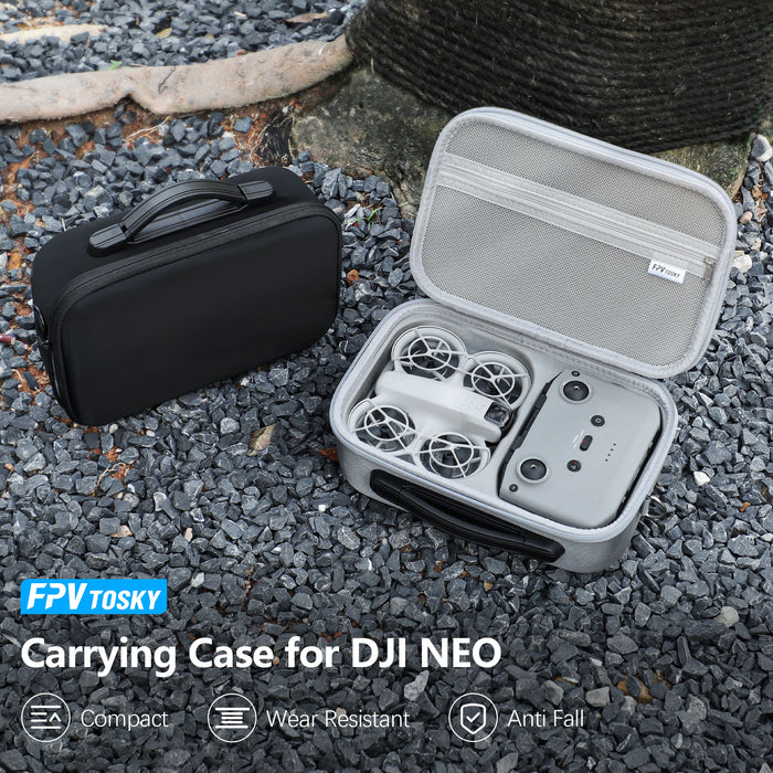 Neo Drone Case with Shoulder Strap, PU Leather Neo Travel Carrying Bag Storage Box for DJI Neo Fly More Combo and RC-N3 Controller, Battery Charging Hub Accesstories, Black
