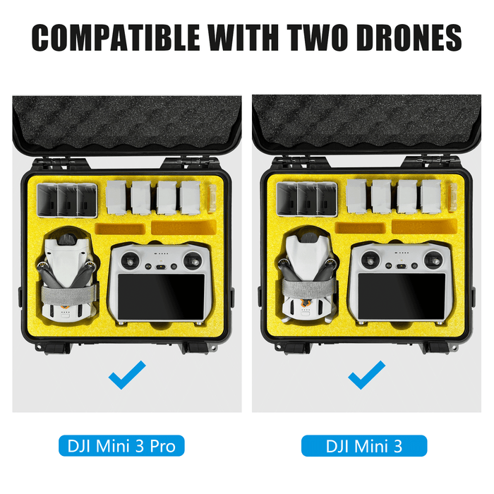 FPVtosky Waterproof Hard Case for DJI Mini 3/ Mini 3 Pro, Free Props Strap and MicroSD Card Case Included