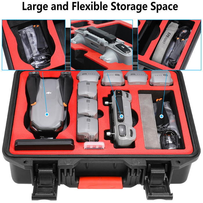Hard Case for DJI Air 3S/Air 3 Drone/Fly More Combo, Waterproof Air 3S Hard Shell Carrying Case Accessories, Compatible with DJI RC2/ RC-N2/ RC Pro, Up to 8 Batteries