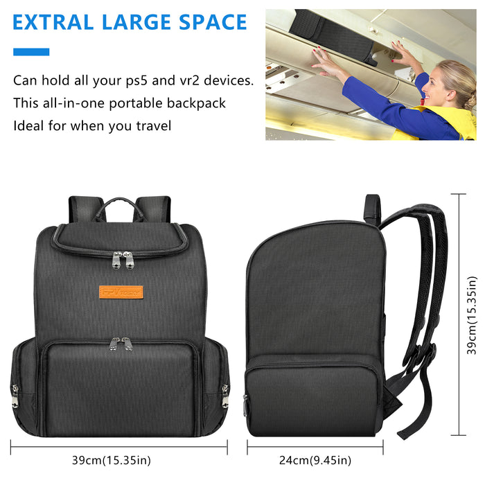 FPVtosky Backpack for PS5 Pro & PSVR2, 2-IN-1 Large Travel Bag for Playstation VR2 & PS 5/PS5 Slim/PS 5 Pro, Protective Storage Carrying Case Compatible with Playstation 5 & PS VR2 Gaming Accessories