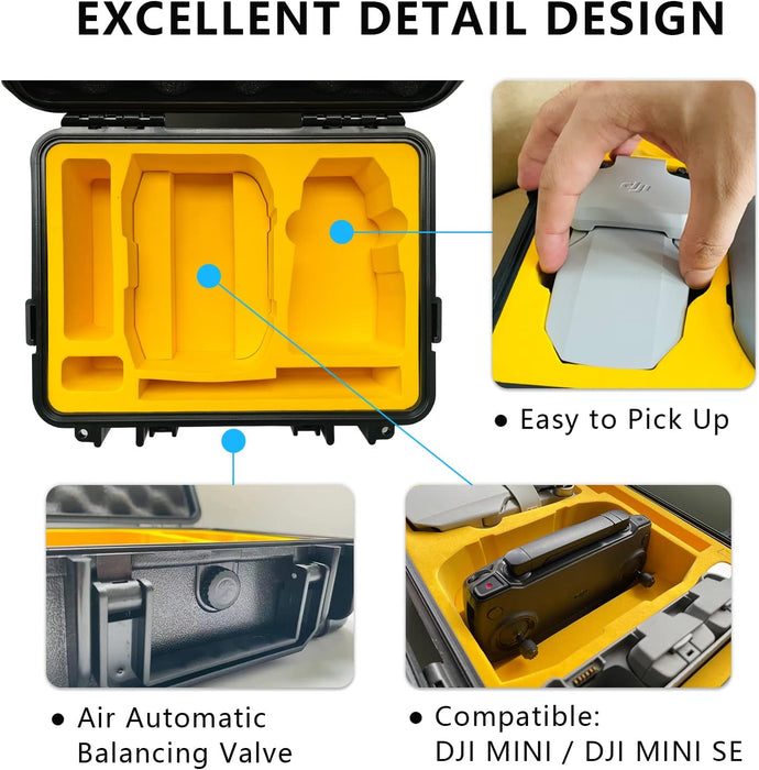 Waterproof Hard Case - Compact Portable Carrying Case for DJI Mini 2 SE/4K/Mini 2 Fly More Combo