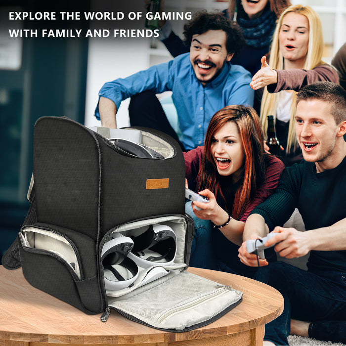 FPVtosky Backpack for PS5 Pro & PSVR2, 2-IN-1 Large Travel Bag for Playstation VR2 & PS 5/PS5 Slim/PS 5 Pro, Protective Storage Carrying Case Compatible with Playstation 5 & PS VR2 Gaming Accessories