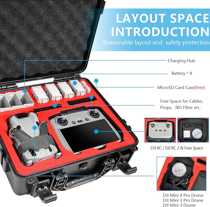 FPVtosky Hard Case for DJI Mini 4 Pro/Mini 3 pro