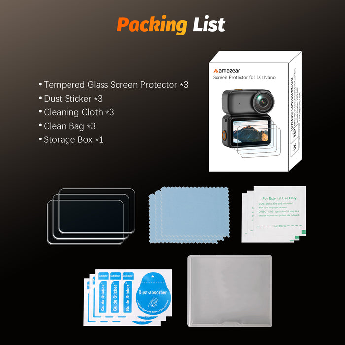 Screen Protector for DJI Nano Accessories, 3 Pack HD Full Protection Nano Tempered Glass 9H Multi Coated 2.5D Curved Nano Tempered Film Kit Scratchproof Oilproof