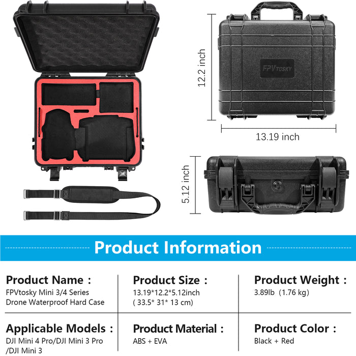 Dual Layer Hard Case for DJI Mini 4 Pro/Mini 3 pro,  Dual Layer Case for Mavic mini 4 pro with DJI RC/DJI RC 2 Controller, Travel Case for DJI Mini 4 Pro/Mini 3 Pro Accessories