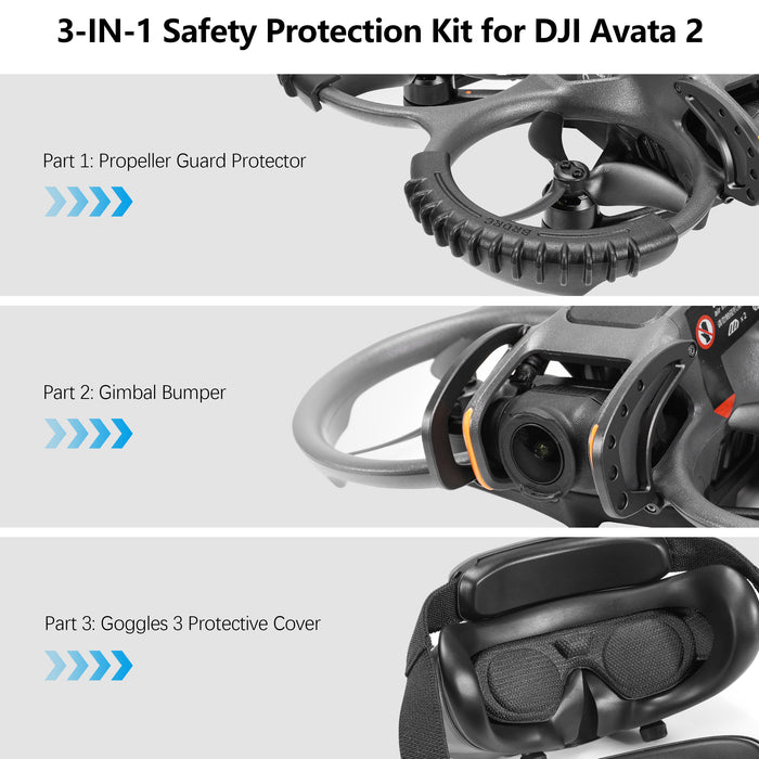 3-IN-1 Avata 2 Accessories Bundle Kit, Avata 2 Gimbal Bumper Guard+Propeller Guard Protector+Goggles 3 Protective Cover, Fits DJI Avata 2 Drone and Goggle 3