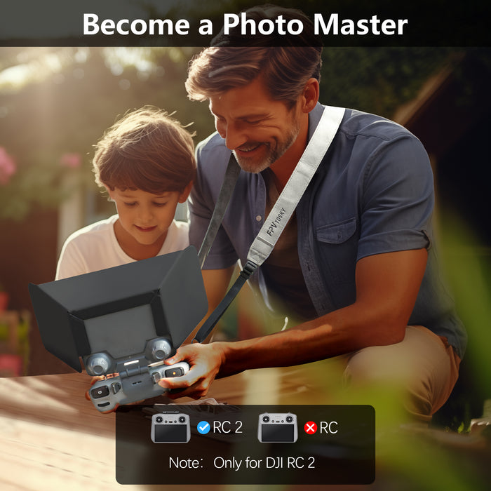 FPVtosky RC 2 Sun Hood Shade with Lanyard for DJI Mini 5/4 Pro/DJI Air 3 Accessories,RC2 Controller Screen Protector Joystick Cover，Kit includes RC 2 Sun Hood Cover, RC 2 Lanyard