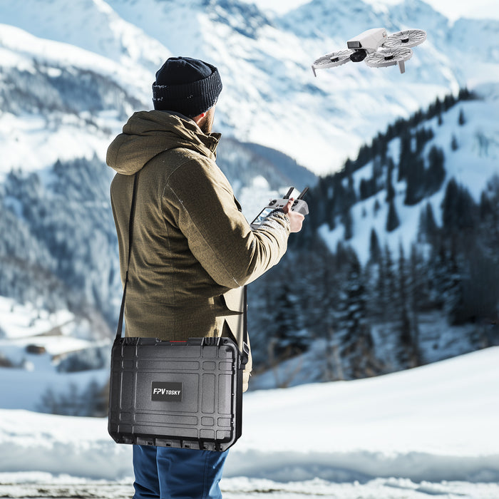 Waterproof Hard Case for DJI Flip, Fits RC2/RC-N3 Controller Accessory, with Portable Carrying Shoulder Strap [CASE ONLY]