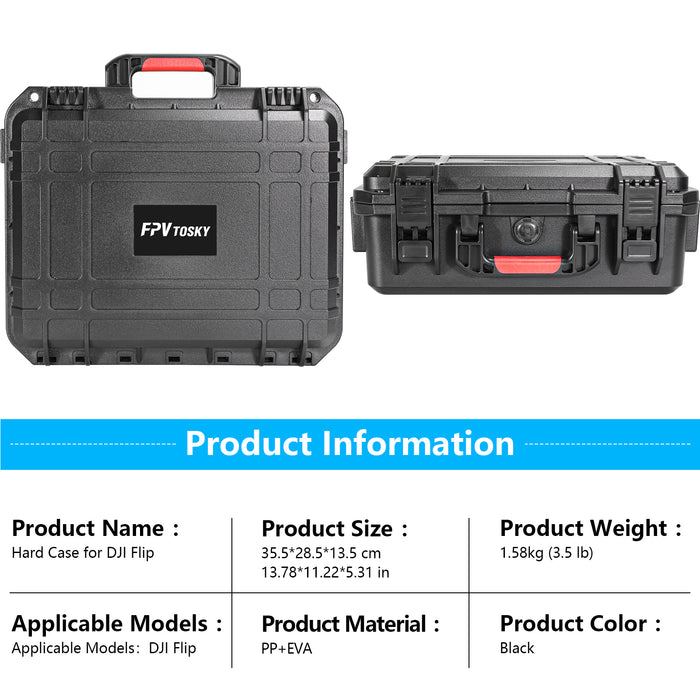 Waterproof Hard Case for DJI Flip, Fits RC2/RC-N3 Controller Accessory, with Portable Carrying Shoulder Strap [CASE ONLY]