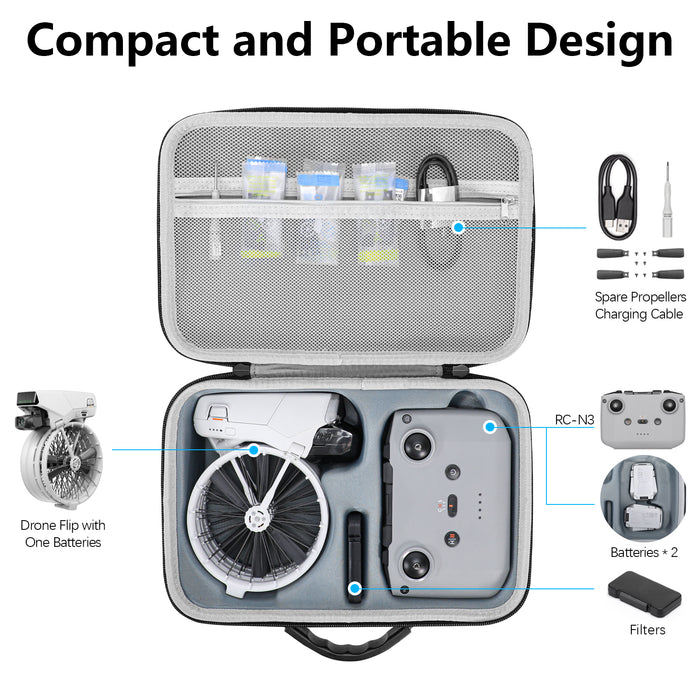 Carrying Case for DJI Flip, Portable Travel Storage Bag for DJI Flip fly more combo，Fits RC-N3 Controller Drone Aceessories[CASE ONLY]
