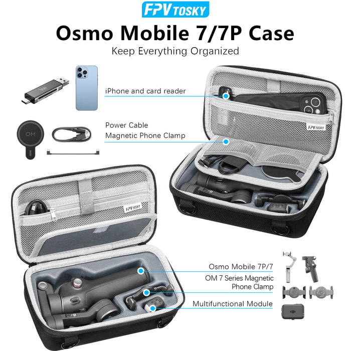 Case for Osmo Mobile 7P, Nylon Portable Storage Shoulder Bag for DJI Osmo Mobile 7 pro Gimbal Stabilizer Accessories, Black [Case Only