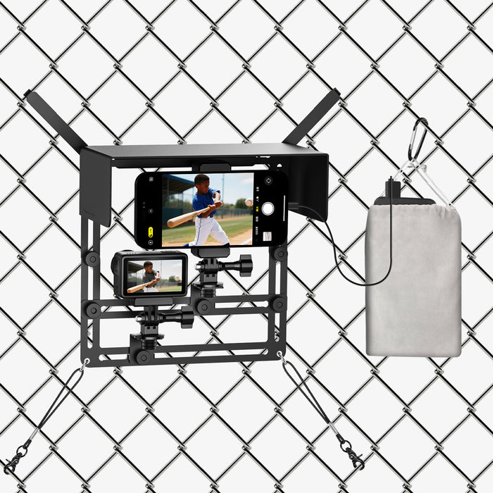 Phone Fence Mount with Magnetic Shade, Game Changer Mounting Kit for iPhone Samsung Mevo Start Go Pro and Other Action Cameras, Gamechanger Streaming Kit for Baseball Softball Tennis，Black