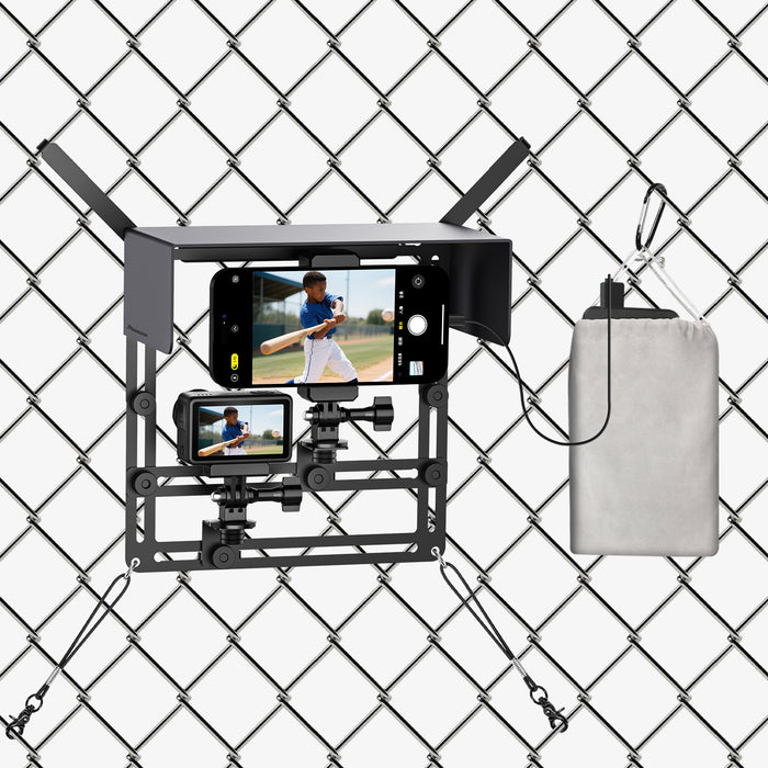 Phone Fence Mount with Magnetic Shade, Game Changer Mounting Kit for iPhone Samsung Mevo Start Go Pro and Other Action Cameras, Gamechanger Streaming Kit for Baseball Softball Tennis Grey