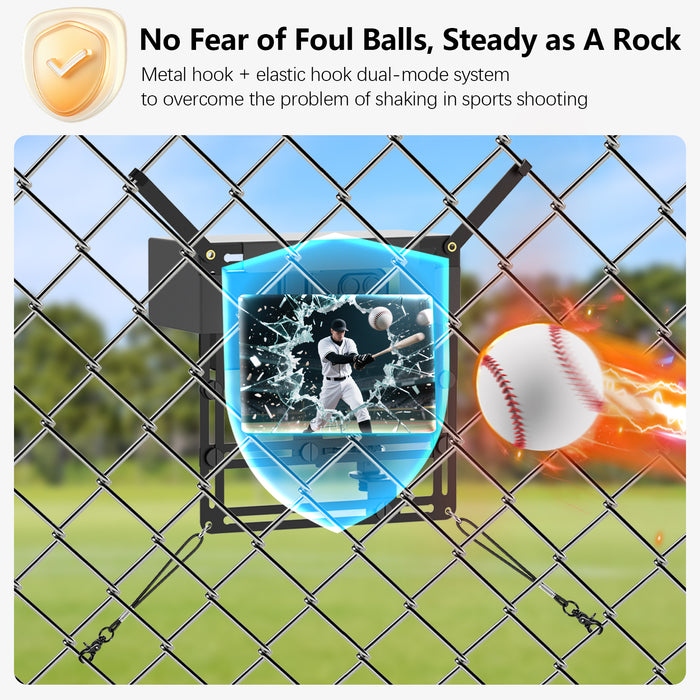 Phone Fence Mount with Magnetic Shade, Game Changer Mounting Kit for iPhone Samsung Mevo Start Go Pro and Other Action Cameras, Gamechanger Streaming Kit for Baseball Softball Tennis Grey