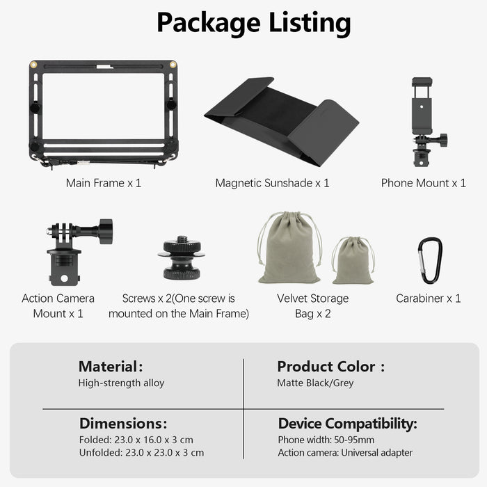 Phone Fence Mount with Magnetic Shade, Game Changer Mounting Kit for iPhone Samsung Mevo Start Go Pro and Other Action Cameras, Gamechanger Streaming Kit for Baseball Softball Tennis Grey