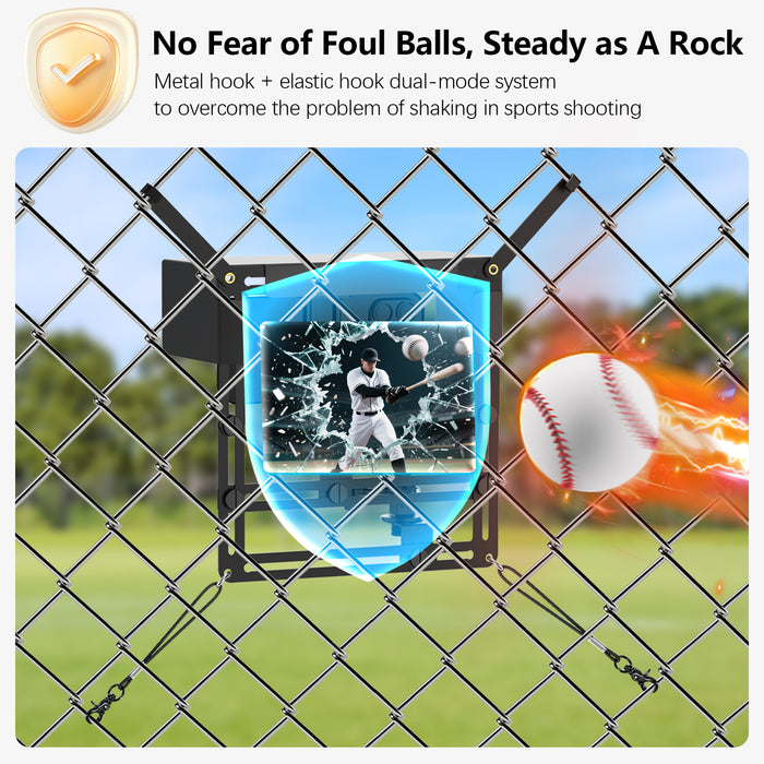 Phone Fence Mount with Magnetic Shade, Game Changer Mounting Kit for iPhone Samsung Mevo Start Go Pro and Other Action Cameras, Gamechanger Streaming Kit for Baseball Softball Tennis Grey