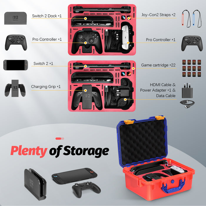 FPVtosky Hard Travel Case for Nintendo Switch 2, Soft Lining, IP67 Waterproof Carrying Bag for Nintendo Switch 2 Accessories, Coloured [CASE ONLY]