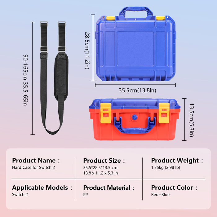 FPVtosky Hard Travel Case for Nintendo Switch 2, Soft Lining, IP67 Waterproof Carrying Bag for Nintendo Switch 2 Accessories, Coloured [CASE ONLY]