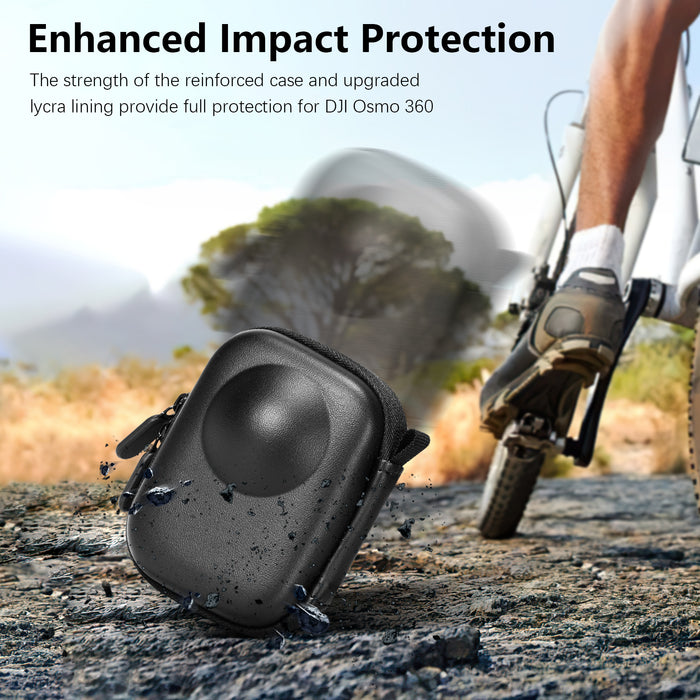 Carrying Case for DJI OSMO 360 Accessories, Portable OSMO360 Compact Storage Bag with Wrist Strap PU Leather Waterproof Black