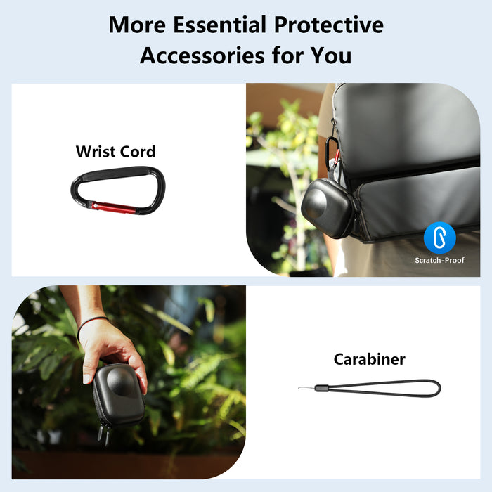 Carrying Case for DJI OSMO 360 Accessories, Portable OSMO360 Compact Storage Bag with Wrist Strap PU Leather Waterproof Black