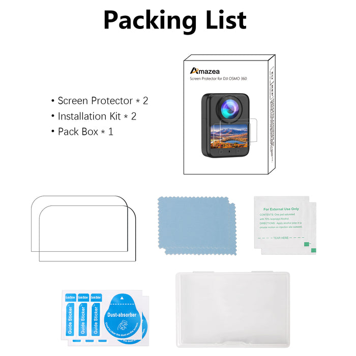 Screen Protector for DJI OSMO 360 Accessories, Ultra HD Osmo360 2 Pack Tempered Glass, 9H Hardness Anti-Fingerprint Scratch Resistant Display Film Full Screen Protection