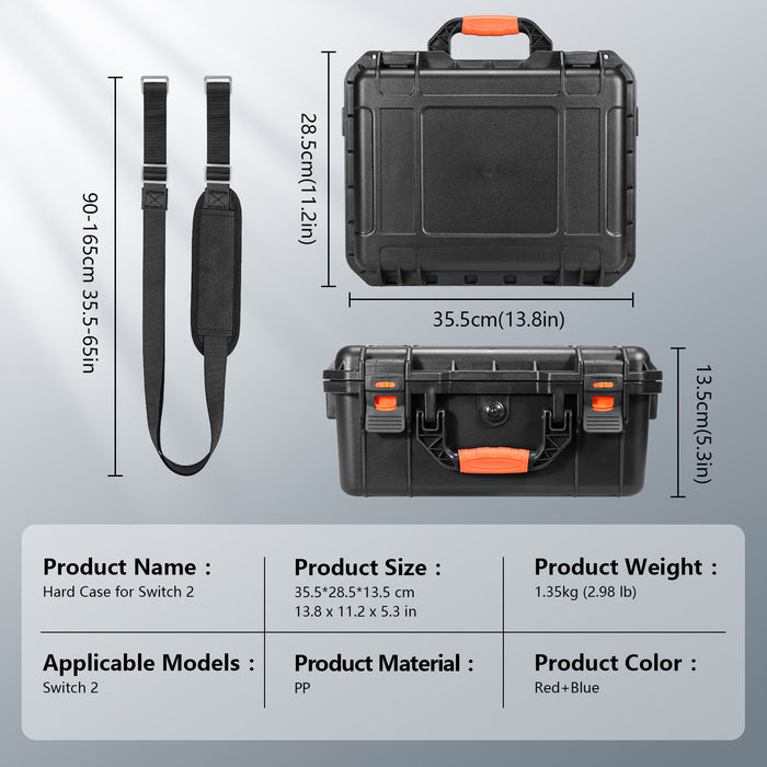 Hard Carrying Case for Nintendo Switch 2, Hard Shell Travel Protective Case for Switch 2 grip, 2 Pro Controllers, 22 Game Cards and Other Switch 2 accessories Black