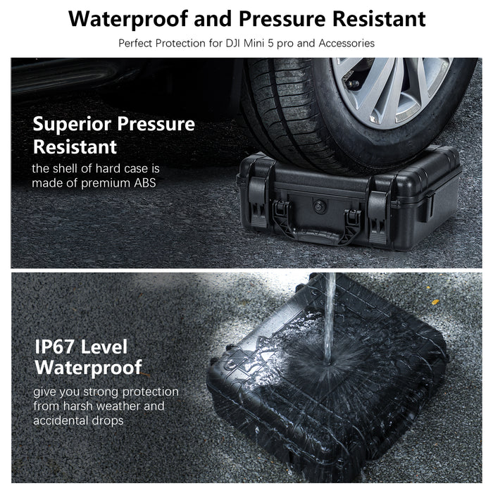 Mini 5 Pro Hard Case for DJI Mini 5 Pro, Waterproof Case for Mini 5 pro with DJI RC-N3/DJI RC 2 Controller