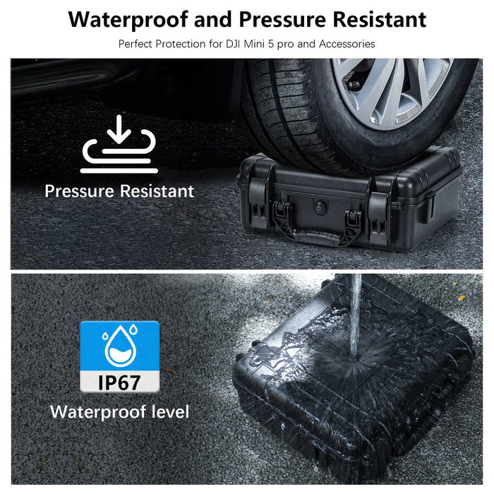 Dual Layer Hard Case for DJI Mini 5 Pro, Waterproof Case for Mini 5 pro with DJI RC-N3/DJI RC 2 Controller