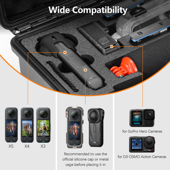 Waterproof Carrying Case for Insta360 X5, Insta360 X4, Insta360 X3 Camera and Other Accessories(Case Only)