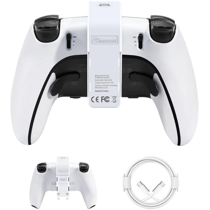 Battery Pack Compatible with PlayStation 5 DualSense Controller（White）