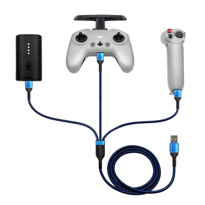 Charger USB-C for DJI Flip, Mini 4 pro, Mini 3, Neo, Mavic 3, Avata 2, FPV, Air 3 Accessories, RC2 3-in-1 Cable 3A Fast Charging,Nylon Braided Cord for DJI Drone Remote Controller Battery-4ft