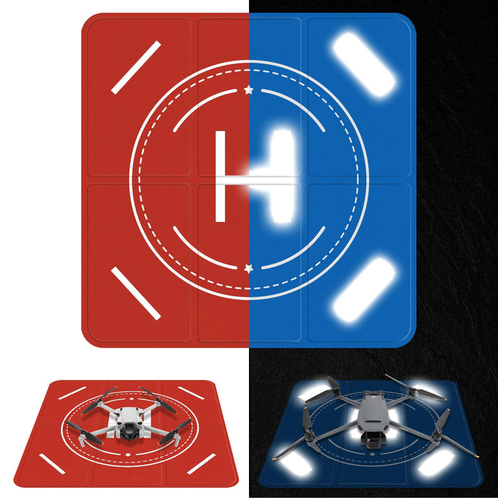 FPVtosky Nighttime Reflective Drone Landing Pad, Fast-fold Double Sided Waterproof Landig Pad Weighted for DJI Mini 5 Pro/ 4/3 Pro/Mini 4k / Mavic 4 / Air 3s/ Avata 2/ Neo/Flip