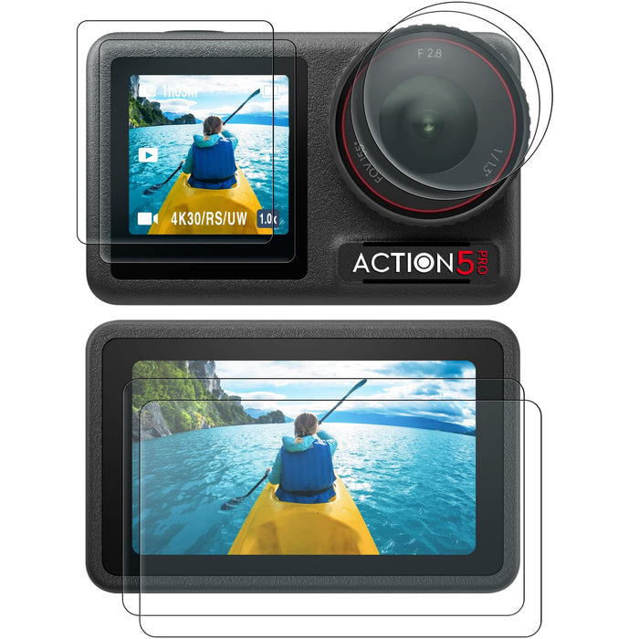 Lens Screen Protector Comatible with DJI Osmo Action 5 Pro (2 Sets), Action5 Pro Accessories Tempered Glass Protector OLED Display, Ultra HD, 9H Hardness, Scratch Resistant, Bubble-Free