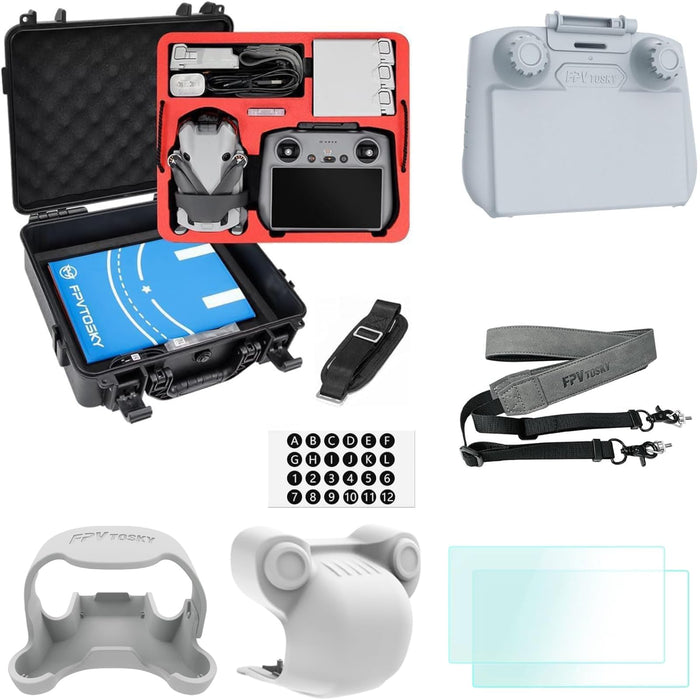 6-IN-1 Mini 4 Pro Accessories Bundle Kit, Dual Layer Mini 4 Pro Case, Sunshade Cover, RC 2 Lanyard, Propellers Holder, Lens Cap, 2*Screen Protector for DJI Min 4 Pro Accessories