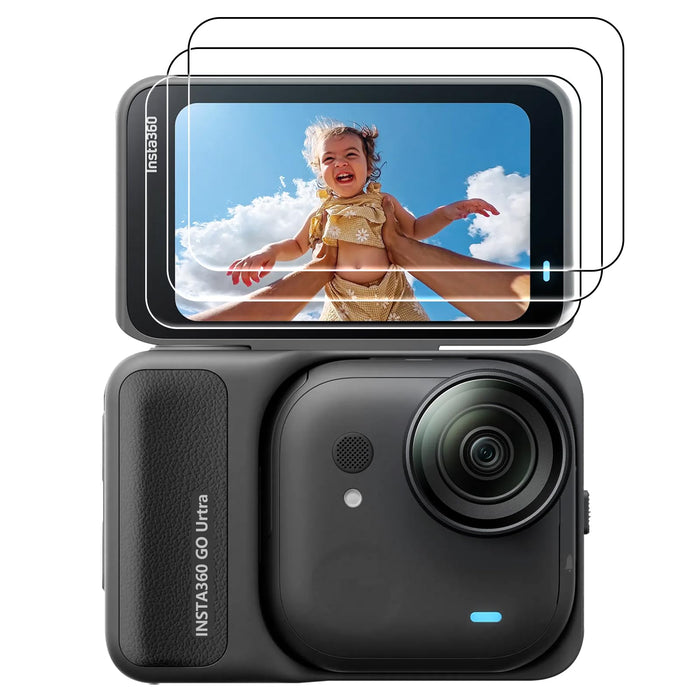 Screen Protector for Insta360 GO Ultra Accessories (3 Pack), Insta 360 Go-Ultra Action Camera Tempered Glass Screen Protective Film, 9H Hardness, Touch Sensitive, Ultra Clear