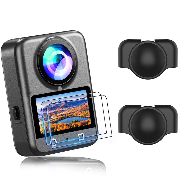 Screen Protector for DJI OSMO 360 Accessories, HD Display Film with Silicone Lens Cap 9H Hardness Tempered Glass Anti-Fingerprint Scratch Resistant