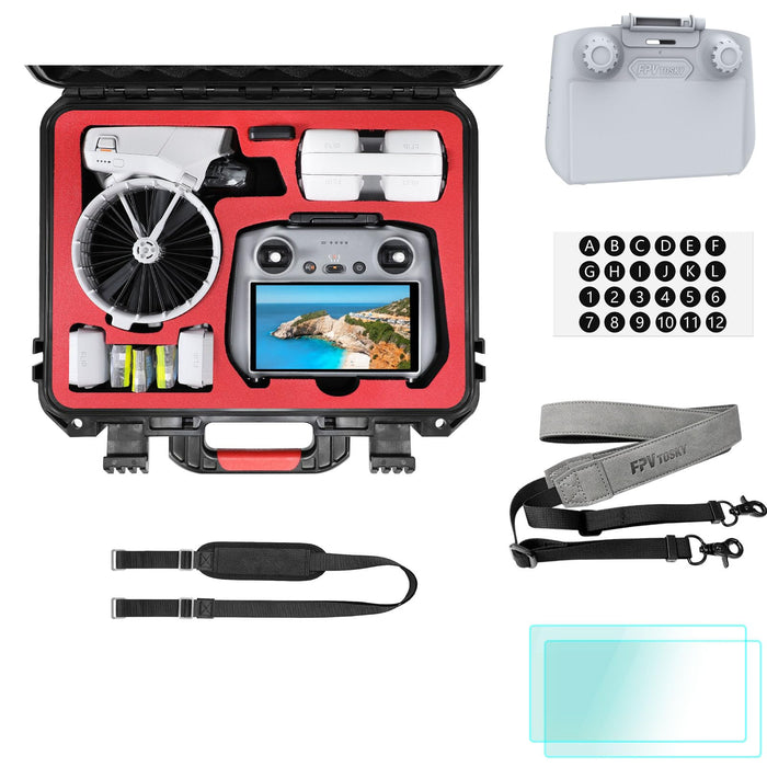 FPVtosky Hard Case Accessory Bundle Kit for DJI Flip Fly More Combo, Includes Flip Hard Case, RC 2 Sun Shade, Neck Lanyard Strap, Screen Protector * 2, Battery Stickers (5-in-1)
