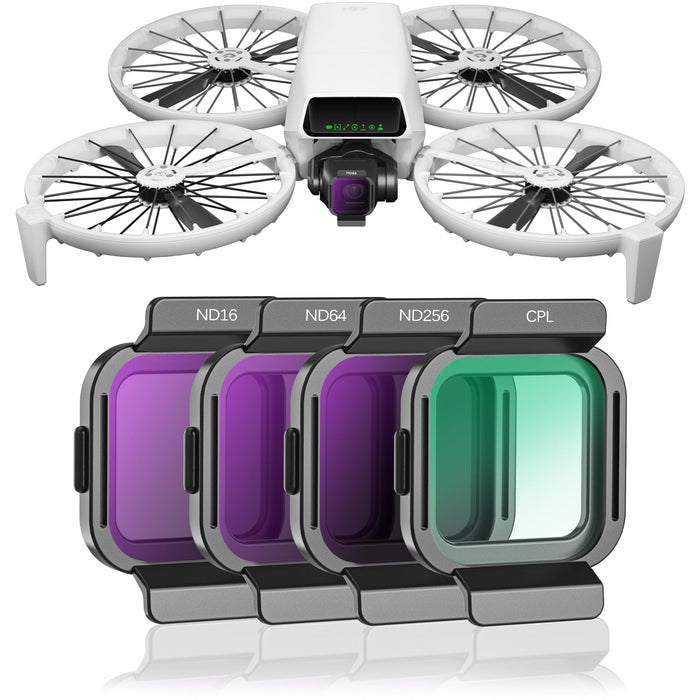 FPVtosky ND Filter Set for DJI Flip Accessories, HD Optical Glass Multi-Coated Neutral Density Filters 4 Pack CPL ND16 ND64 ND256