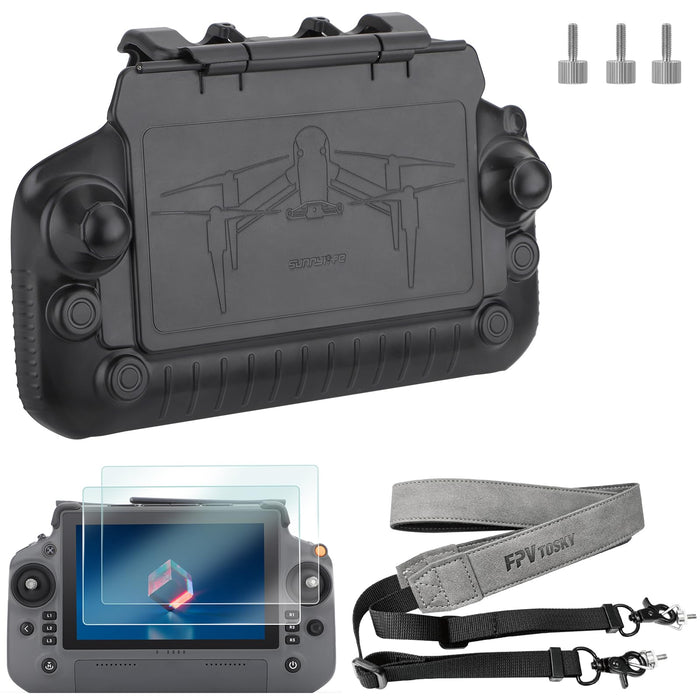3-in-1 RC Plus Sun Hood + 2 Screen Protector + Neck Lanyard Bundle Kit for DJI RC Plus, Compatible with DJI Inspire 3/Agras T20P T25 T40 T50/ Matrice M30 M30T /Matrice 350 RTK