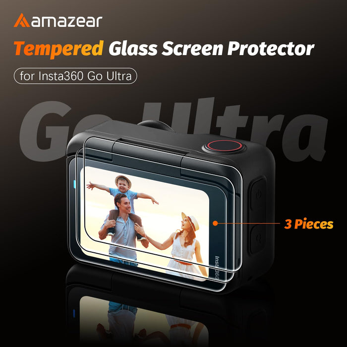 Screen Protector for Insta360 GO Ultra Accessories (3 Pack), Insta 360 Go-Ultra Action Camera Tempered Glass Screen Protective Film, 9H Hardness, Touch Sensitive, Ultra Clear