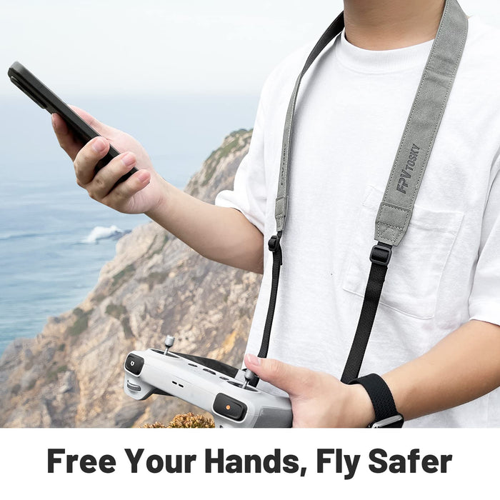 Neck Lanyard with Joystick for DJI RC/RC 2, Compatible with DJI Mini 5/4 Pro/Mini 3/ Mavic 3 Classic/Air 3 Remote Controller Accessories, PU Leather Shoulder Strap and 1 Pair of Rocker