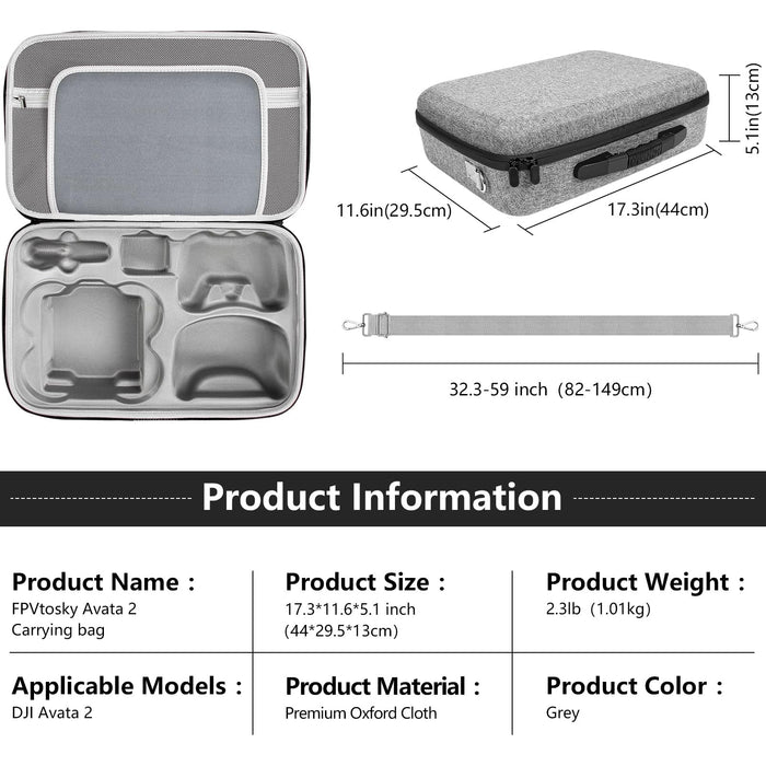 FPVtosky Avata 2 Carrying Bag for DJI Avata 2 Accessories, DJI Avata 2 Fly More Combo Hard Bag, Portable Travel Carrying Case for DJI Aavat 2 Drone Accessories