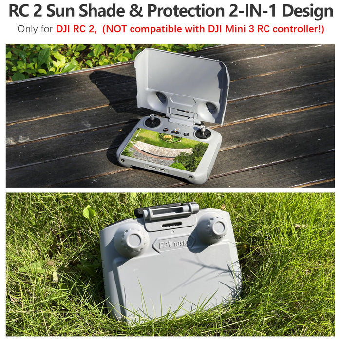 3-IN-1 Mini 4 Pro RC 2 Sun Hood protective Cover + 2 Screen Protector + Lanyard Bundle+Screen Protector for DJI Mini 4 Pro with Auto Alignment Kit for DJI RC/ RC2 Remote Controller