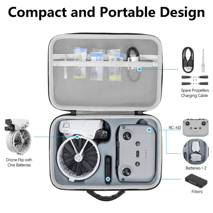 PVtosky Carrying Case for DJI Flip, Portable Travel Storage Bag for DJI Flip fly more combo，Fits RC-N3 Controller Drone Aceessories[CASE ONLY]