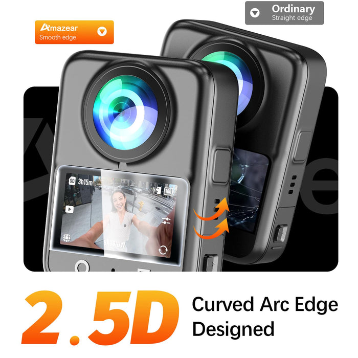 Screen Protector for DJI OSMO 360 Accessories, HD Display Film with Silicone Lens Cap 9H Hardness Tempered Glass Anti-Fingerprint Scratch Resistant