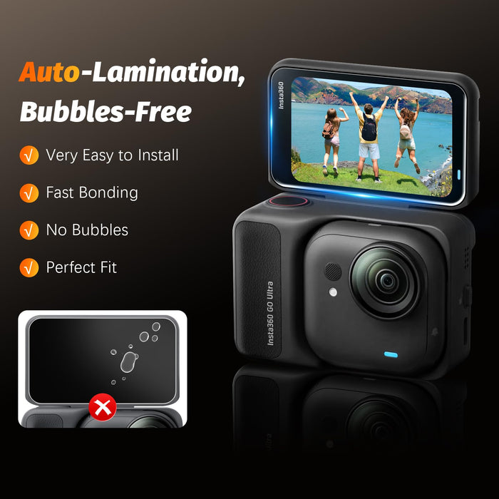 Screen Protector for Insta360 GO Ultra Accessories (3 Pack), Insta 360 Go-Ultra Action Camera Tempered Glass Screen Protective Film, 9H Hardness, Touch Sensitive, Ultra Clear