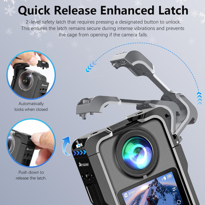 Metal Case for DJI Osmo 360 Accessories, Aluminum Camera Cage with Multiple Expansion Mount, Osmo360 Safty Lock Protective Frame with Lens Cap