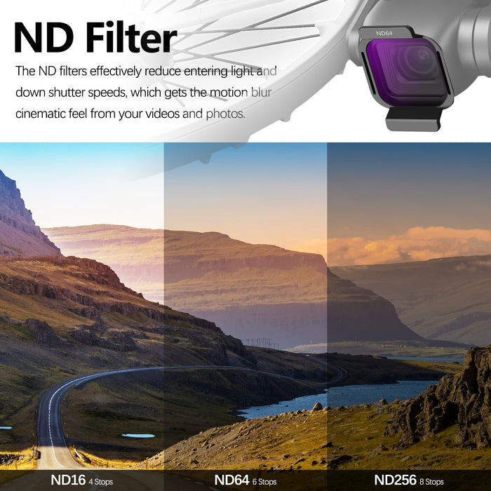 FPVtosky ND Filter Set for DJI Flip Accessories, HD Optical Glass Multi-Coated Neutral Density Filters 4 Pack CPL ND16 ND64 ND256